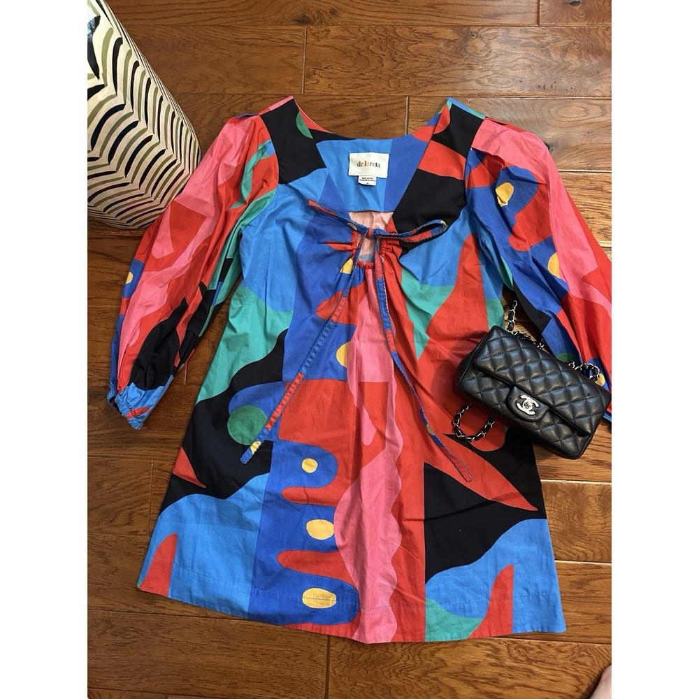 De Loreta Féria Dress Colorful Women Balloon Sleeves Retail $440 Size M